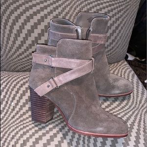 Grey suede Gianni Bini booties.